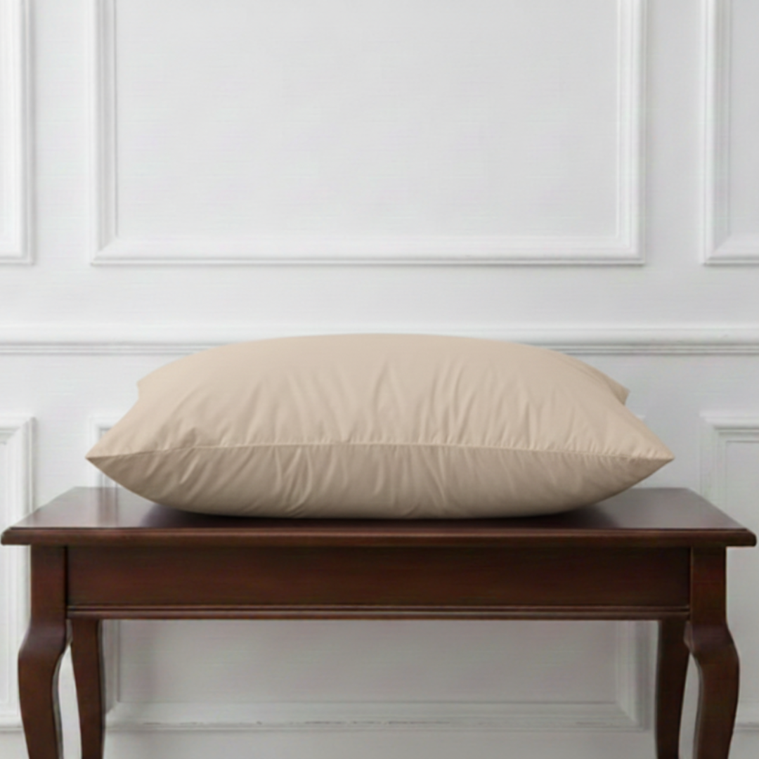 400 TC Cotton Sateen Flat Sheet + 2 Pillow Covers Soft Beige