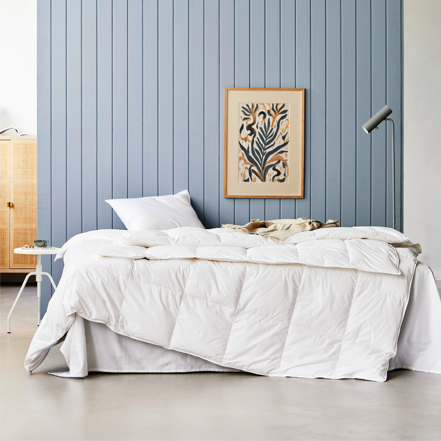 Luxe duck down duvet on a bed