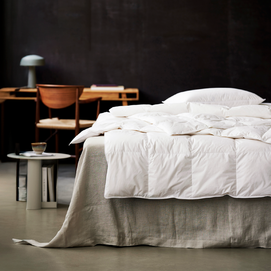 Comfort duck feather duvet on a bed