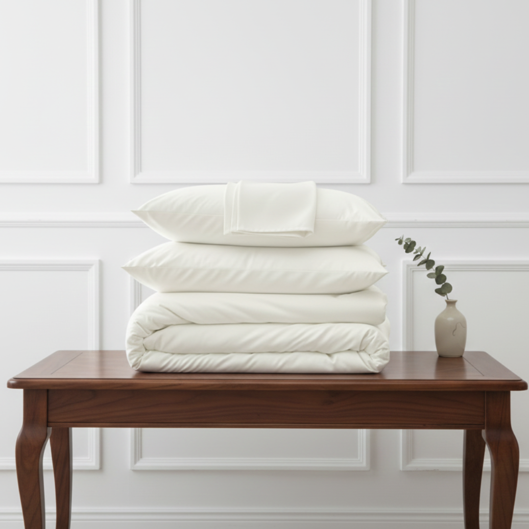 400 TC Cotton Sateen Flat Sheet + 2 Pillow Covers Pure White