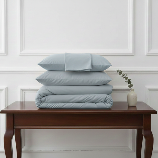 400 TC Cotton Sateen Flat Sheet + 2 Pillow Covers Slate Blue