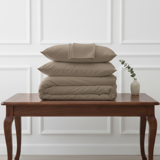 400 TC Cotton Sateen Flat Sheet + 2 Pillow Covers Smoke