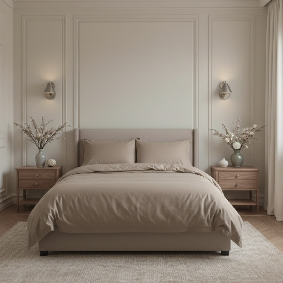 400 TC Cotton Sateen Flat Sheet + 2 Pillow Covers Smoke